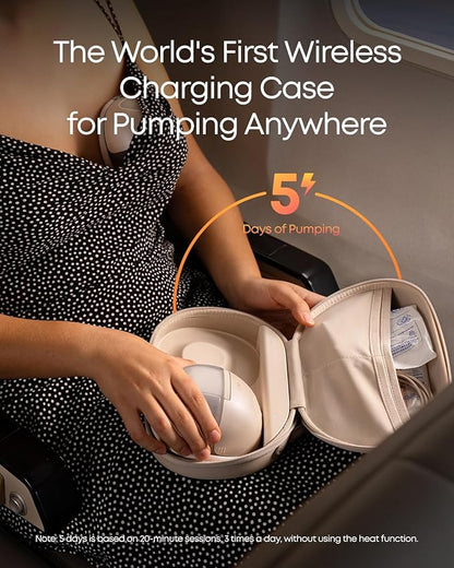 eufy Heated Wearable Breast Pump S1 Pro, Slim Hands-Free Breast Pump with Industry-Leading HeatFlow™ Tech, Wireless Charging Case, App-Controlled OptiRhythm™, Hospital-Grade Suction, in-Bra Use