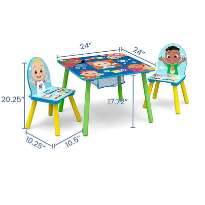 Delta Children CoComelon School Bus Toy Box + Delta Children 2-Chair Set
