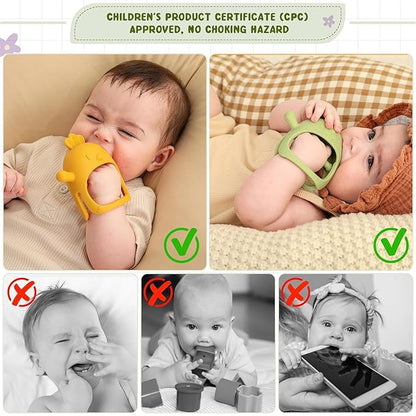 2 Packs Baby Teething Toys Silicone Teething Mittens for Infants 3 Months+, Never Drop & Easy to Hold Teethers
