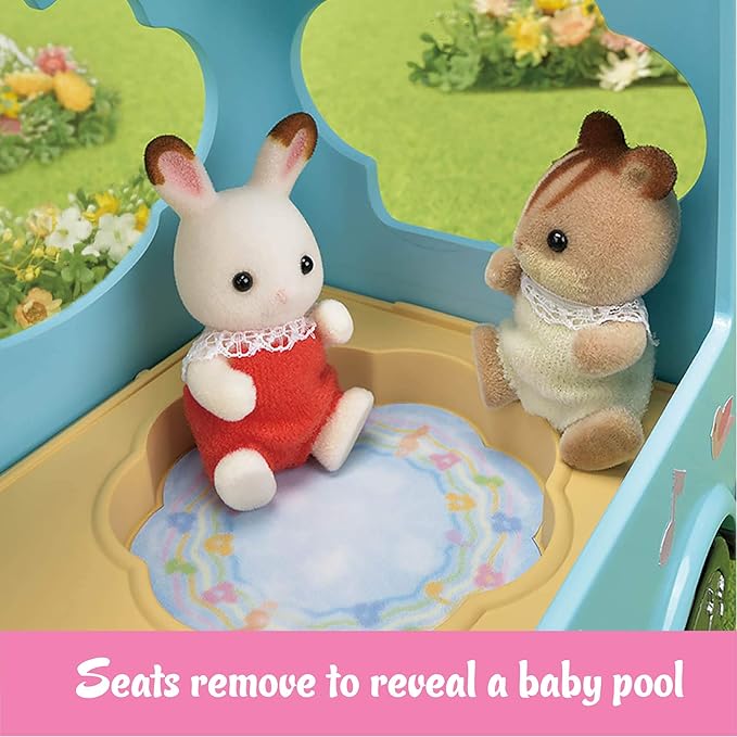 Calico Critters Sunshine Nursery Bus for Dolls, Toy Vehicle seats up to 12 collectible figures