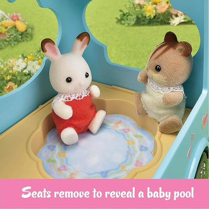 Calico Critters Sunshine Nursery Bus for Dolls, Toy Vehicle seats up to 12 collectible figures