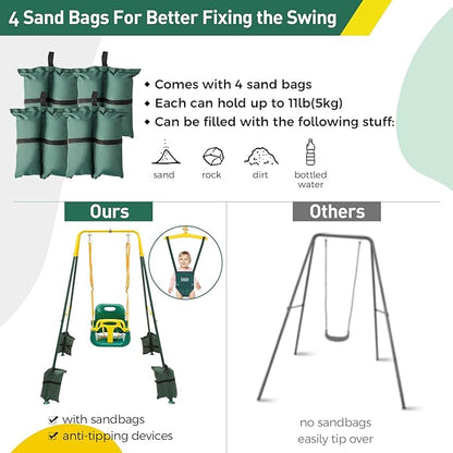 FUNLIO 2 in 1 Swing Set for Toddler & Baby Jumper, Heavy Duty Kids Swing & Bouncer with 4 Sandbags