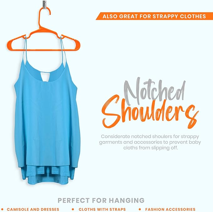 Utopia Home 60 Pack Kids Hangers - 11.5 Inch Plastic Baby Hangers for Closet - Childrens Hanger for Clothes & Infant Hanger for Closet - Ideal for Everyday Standard Use (Orange)