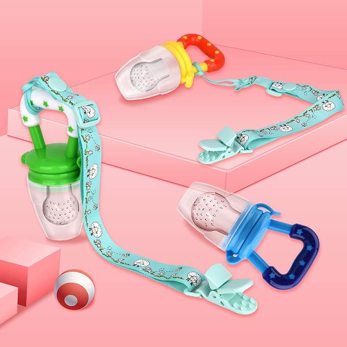 Food Feeder Baby Fruit Pacifier (3 Pcs) with 6 Different 2 PCS 90ML Spoons