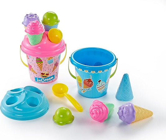 Ice Cream Sand Toys for Kids,9-Inch Sand Pail and Ice Cream Sand Toy Set 3-5 Beach