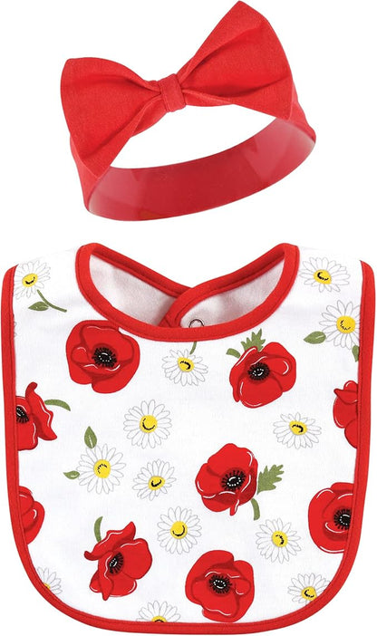 Hudson Baby Unisex BabyCotton Bib and Headband or Caps Set