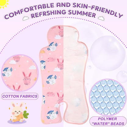Qunclay 2 Pcs Gel Car Seat Cooler Pad for Baby Cooling Pad for Stroller Breathable Universal Car Cooler Mat Multifunctional Baby Stroller Seat Liner Cushion Chair(Rabbit, Seahorse)