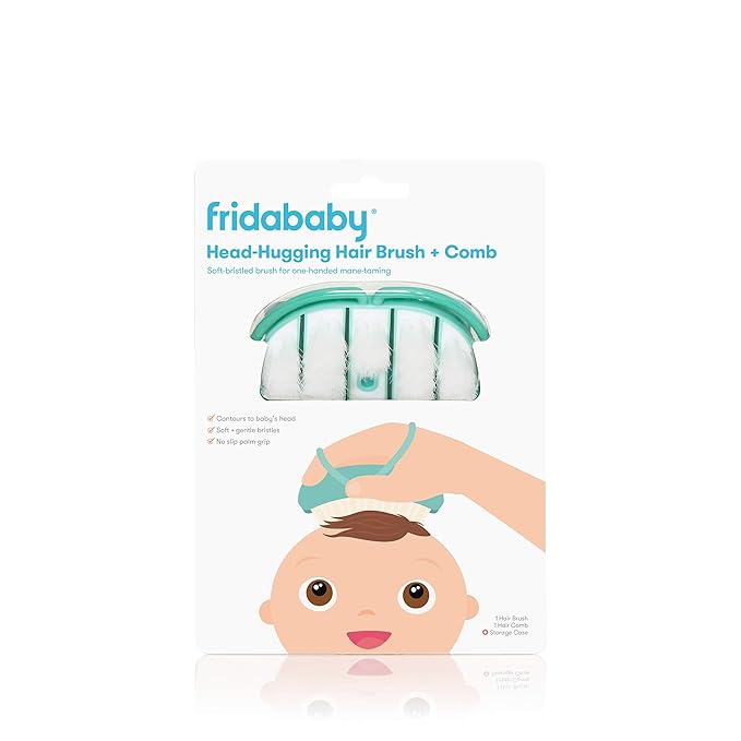 Frida Baby Infant Head-Hugging Baby Hairbrush and Comb Set, Newborn and Up