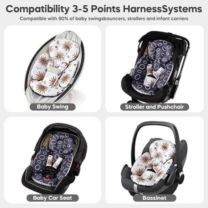 Mamatepe Infant Car Seat Insert, Baby Seat Head and Body Support for Newborn, Soft Breathable, Reversible Design, Fits for Stroller, Baby Swing, Rocker, Bassinets, Pushchair, Yellow
