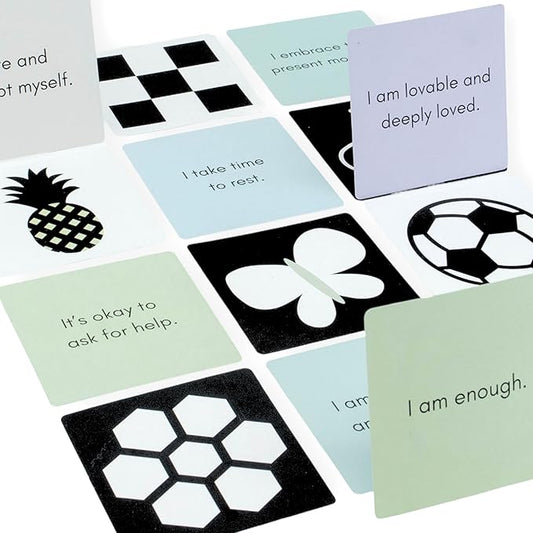 High Contrast Baby Cards 2-in-1 w/New Mom Affirmation Cards | High Contrast Baby Toys for Newborn 0-6 Months