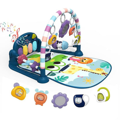 dearlomum Baby Play Mat Baby Gym,Funny Play Piano Tummy Time Baby Activity Mat with 5 Infant Sensory Baby Toys 0 to 3 6 9 12