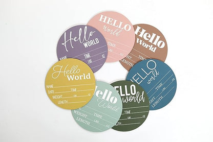 Hickory Hollow Designs - Baby Announcement Sign for Newborn Boys and Girls (Color Bases) 6" Circle