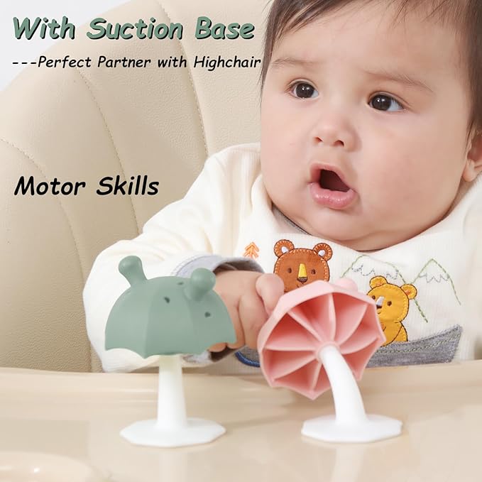 Umbrella Baby Teether with Suction Base, Seposeve Teething Toys for Babies 0-6 Months 6-12 Months 12-24 Months,