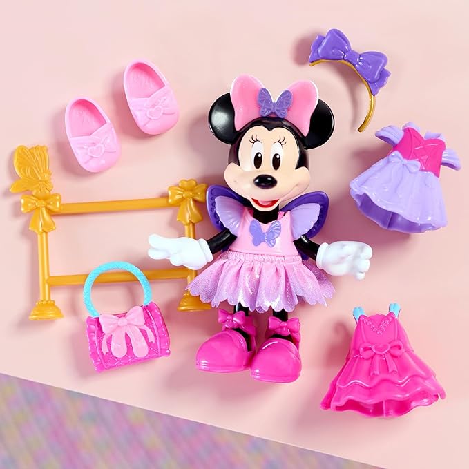 Disney Junior Minnie Mouse Fabulous Fashion Ballerina Doll, 13-piece Doll and Accessories Set, Kids Toys for Ages 3 Up by Just Play