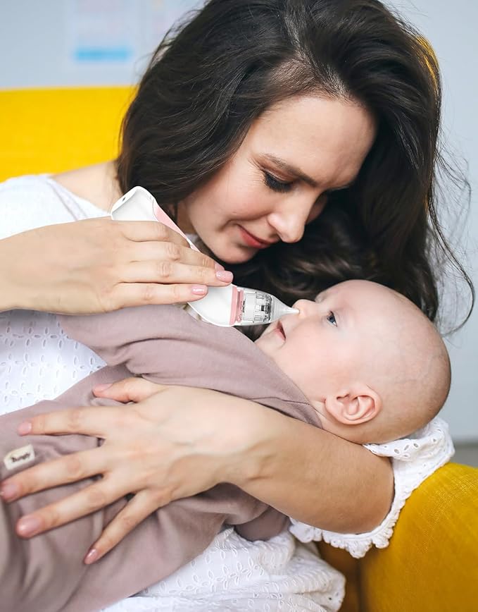 Large Flow Electric Nasal Aspirator, Baby Nose Sucker with 3 Silicone Tips 3 Suction