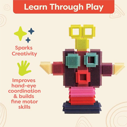B. toys- Bristle Block Stackadoos - Building Blocks for Kids – Developmenal Toy-68 Blocks in a Storage Pouch 2 years