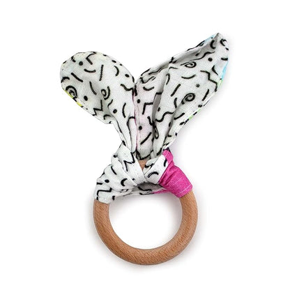 Kanga Care Baby Soft Muslin Sensory Crinkle Bunny Ear Wood 80's