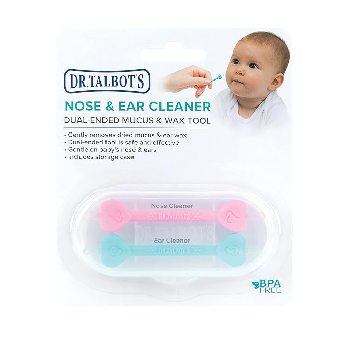 Dr. Talbot's Safe Ear Wax Removal Tool and Nose Cleaner for Baby with Travel Case - 2-Pack