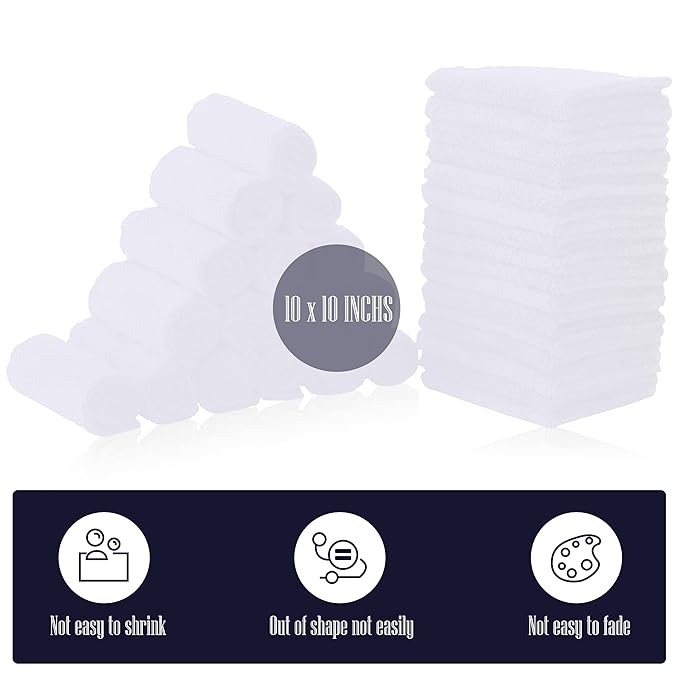 32 Pack Baby Washcloths - 10x10 Inch, Luxury Coral Fleece
