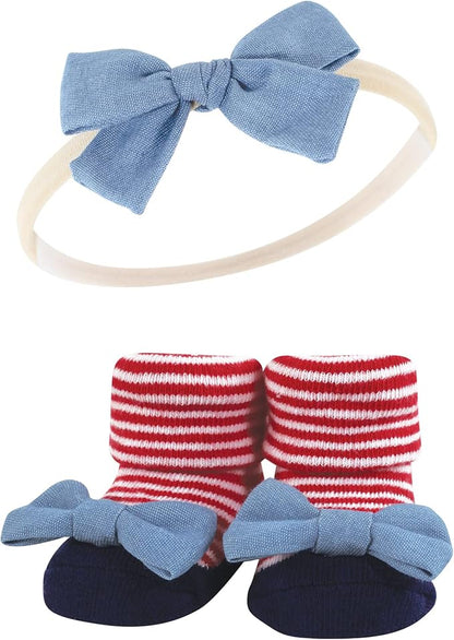 Hudson Baby Girl's Headband and Socks Giftset