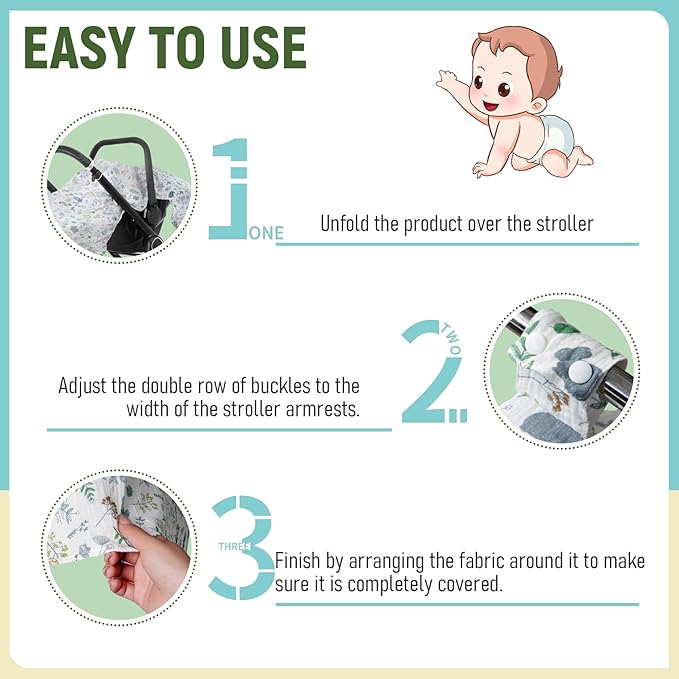 Muslin Swaddle Blanket 3 Piece Set, Breathable Multi-Functional Baby Blanket Neutral, Unisex Newborn Receiving Blankets, 49'' x 47'' Muslin Baby Car Seat Cover, Nursing Covers Newborn