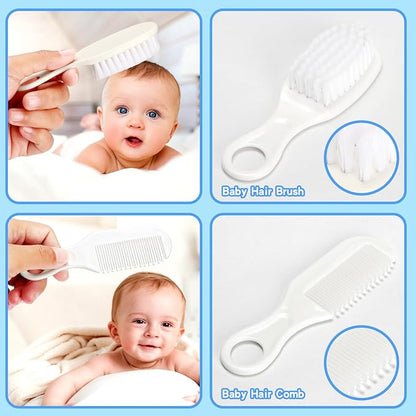 Baby Healthcare and Grooming Kit, Baby Safety Care Set, Baby Electric Nail Trimmer Set Newborn Nursery Health Care Set for Newborn Infant Toddlers Baby Boys Girls Kids (Grey White-18 Kits)