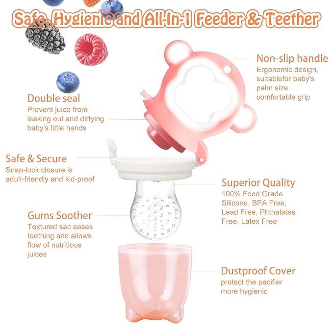Baby Solids/Frozen Fruit Feeder Pacifier, Infant Teether Toy 4M+ 2-Pack -