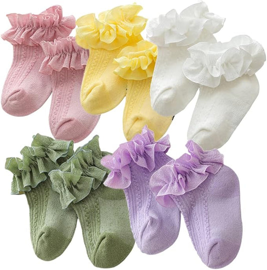 QandSweet Baby Girls' Eyelet Flower Socks Ankle Sock for Newborn