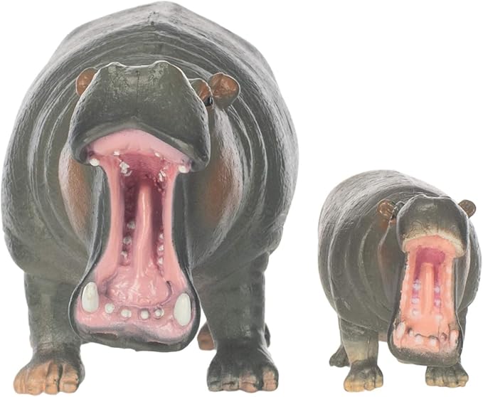 Hippo Mom and Baby Animal Figure 5 inch Children's Toy 2 Piece
