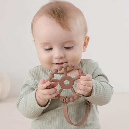 Silicone Pacifier Clip, Seposeve Pack of 3 Baby Pacifier Teether Clip with 4 Texture