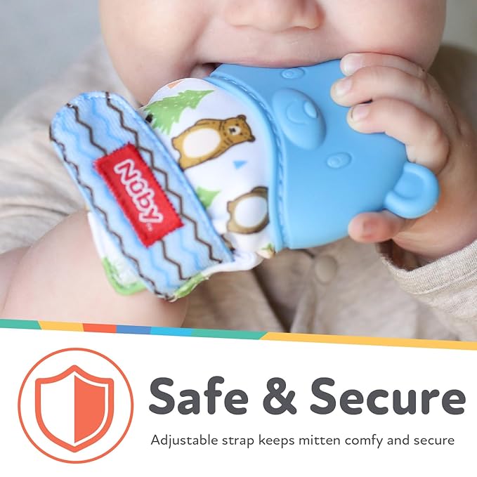 Nuby Happy Hands Silicone Teething Mitten - Baby Teething Toy 3+ Months