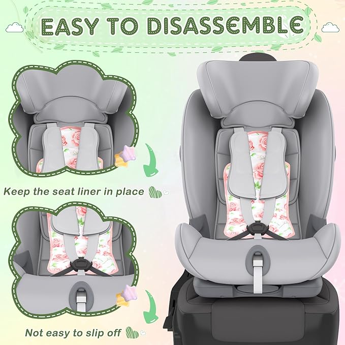 Qunclay 2 Pcs Gel Car Seat Cooler Pad for Baby Cooling Pad for Stroller Breathable Universal Car Cooler Mat Multifunctional Baby Stroller Seat Liner Cushion Chair(Flower)