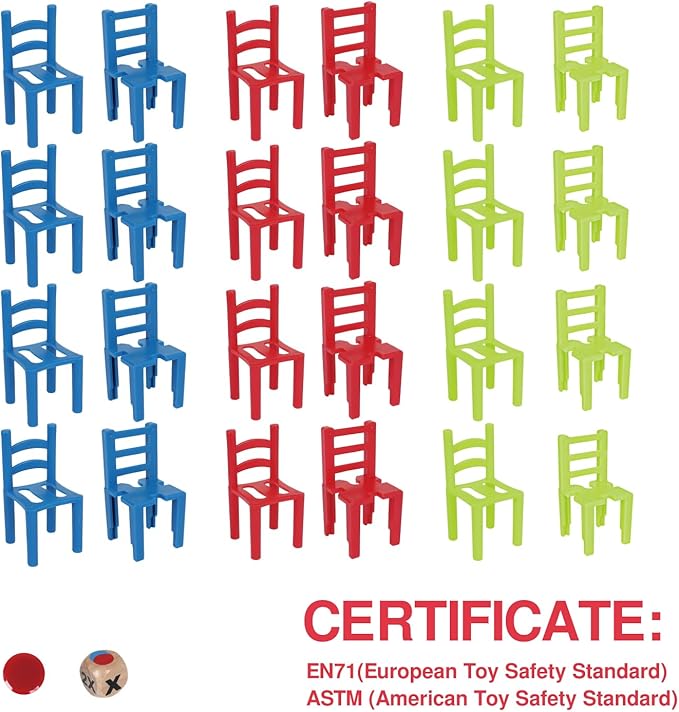 24 Piece Colorful Stacking Chair Set, Stacking Montessori Toys for Early Childhood Education