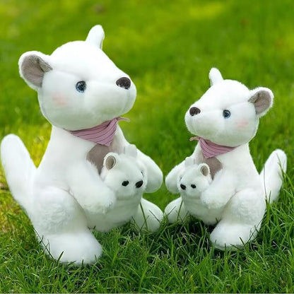 Kangaroo Stuffed Animal Plush Doll - Mother Kangaroo with Removable Child Kangaroo Plushies, Adorable Plushie for Ages 3 and Up (White,10.23 inch)