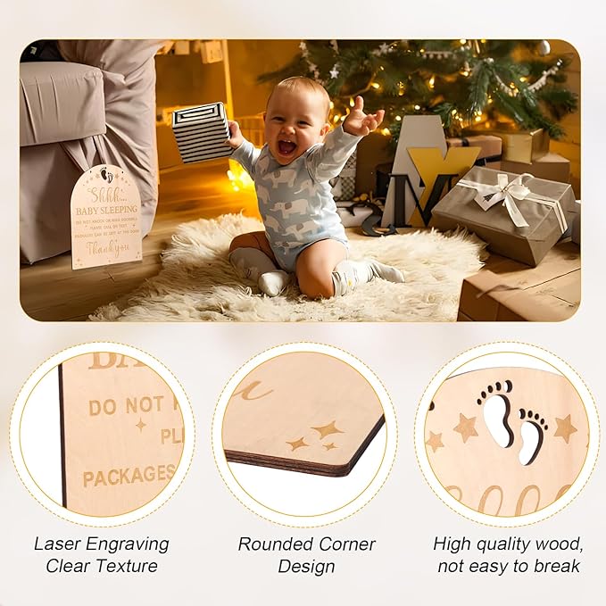Baby Sleeping Sign for Front Door, 11.81x9.84" Do Not Knock