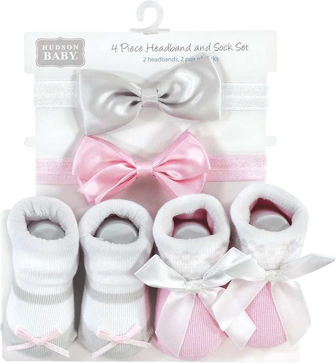Hudson Baby baby-girls Headband and Socks Set
