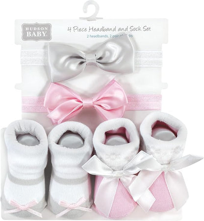 Hudson Baby baby-girls Headband and Socks Set