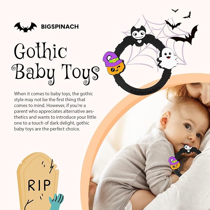 Halloween Baby Toy Gothic Baby Teether Ring Baby Stuff Teething