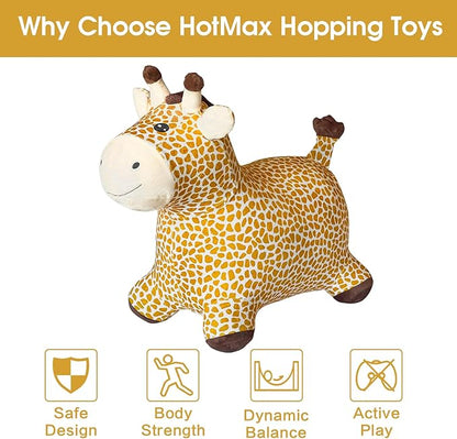 HotMax Giraffe Bouncy Horse Toy, Inflatable Plush Bouncing Horse for Toddlers 18 Months 2 3 4 Year