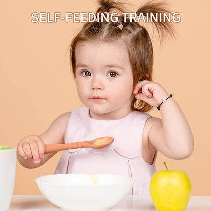 ME.FAN Silicone Baby Feeding Spoons [6 Pack] First Stage Baby Infant Spoons - Baby Utensils Soft Training Spoon Self Feeding - Chew Spoon Set for Babies and Toddlers
