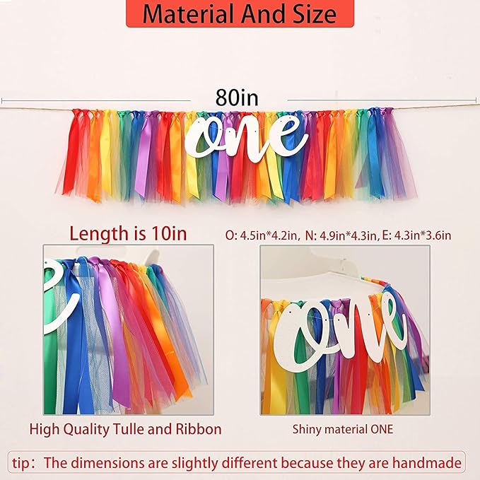 One Birthday High Chair Banner, 1st Birthday Banner Party Decoration for Baby One Birthday Baby Shower Photo Backdrop