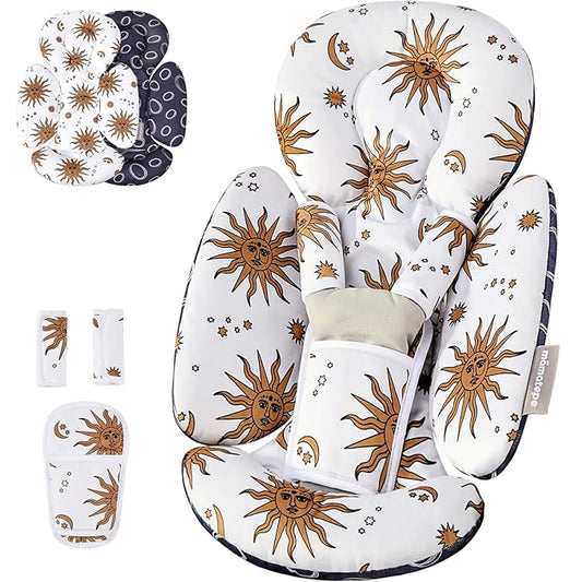 Mamatepe Infant Car Seat Insert, Baby Seat Head and Body Support for Newborn, Soft Breathable, Reversible Design, Fits for Stroller, Baby Swing, Rocker, Bassinets, Pushchair, Yellow