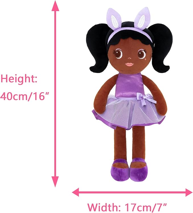 Lazada Soft Baby Doll Girl Gifts Plush African Dolls Girl 16"