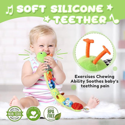 Baby Toys 0 to 12 Months, Musical Stuffed Animal Activity Soft Toys with Multi-Sensory Crinkle