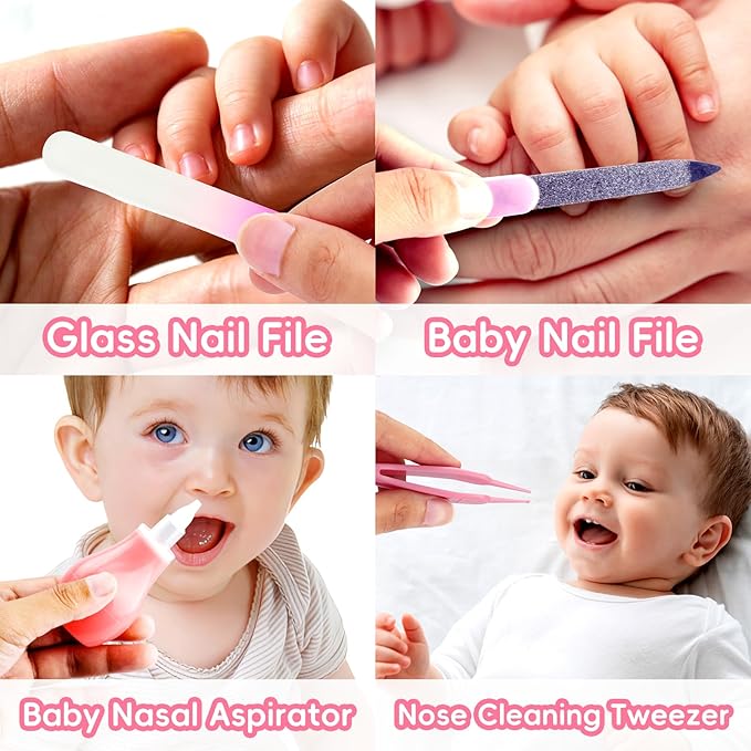 Baby Grooming Kit, Infant Safety Care Set with Hair Brush Comb Nail Clipper Nasal Aspirator