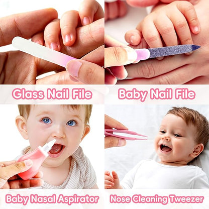 Baby Grooming Kit, Infant Safety Care Set with Hair Brush Comb Nail Clipper Nasal Aspirator