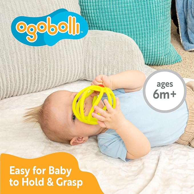 OgoBolli Poppi Teether Ring Tactile Sensory Ball and Pop Up Popper Toy for Babies & Toddlers - Stretchy, Squishy 6+ Months