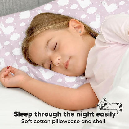 Toddler Pillow with Pillowcase - 13x18 My Little Dreamy Pillow, Organic Cotton Toddler Pillows for Sleeping, Kids Pillow, Travel Pillows, Mini Pillow, Nursery Pillow, Toddler Bed Pillow (Alpacas)