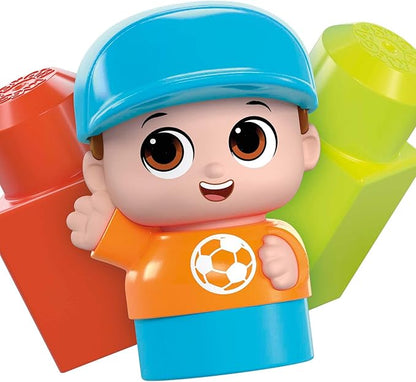 Mega BLOKS First Builders Toddler Building Toy Set, Block Spinning Wagon with 20 Pieces and Storage 1 Figure, 1+ Years