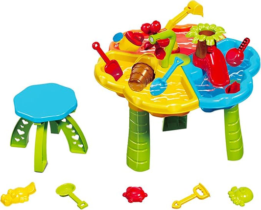 Toddler Sensory Sand and Water Table with Chair | 3 in 1 Indoor & Outdoor Water and Sand Summer Beach Toys and Play Table for Kids